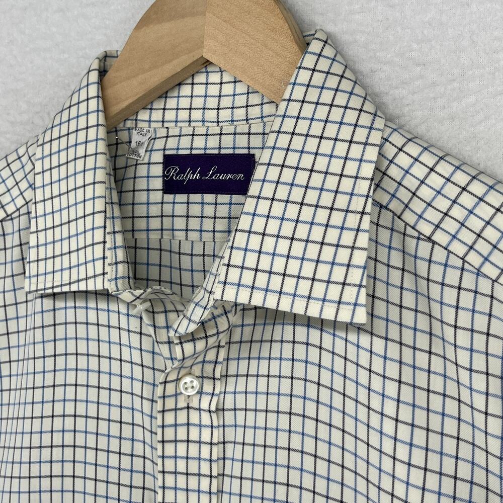 Ralph Lauren Blue and White Checkered Dress Shirt
